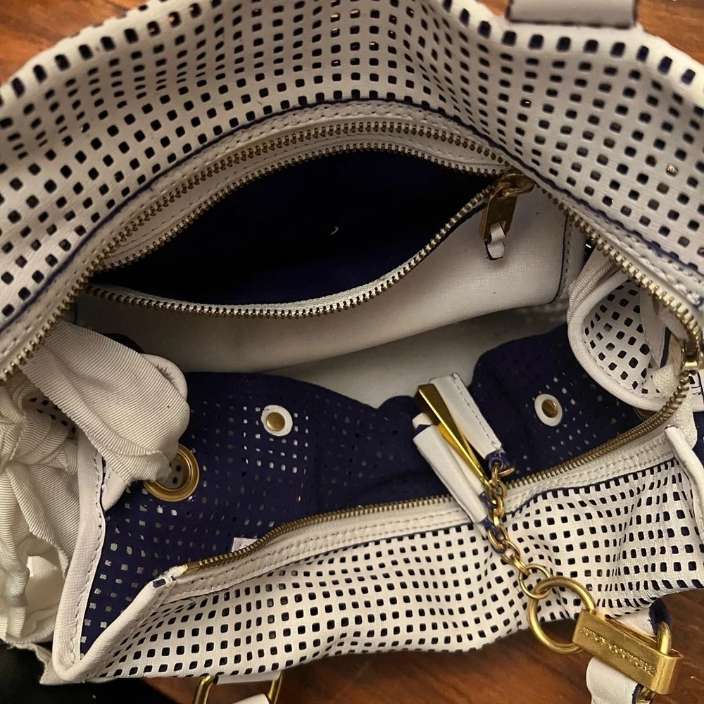 Juicy Couture White and Black Perforated Satchel